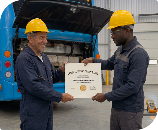 Transit technicians receiving a certificate